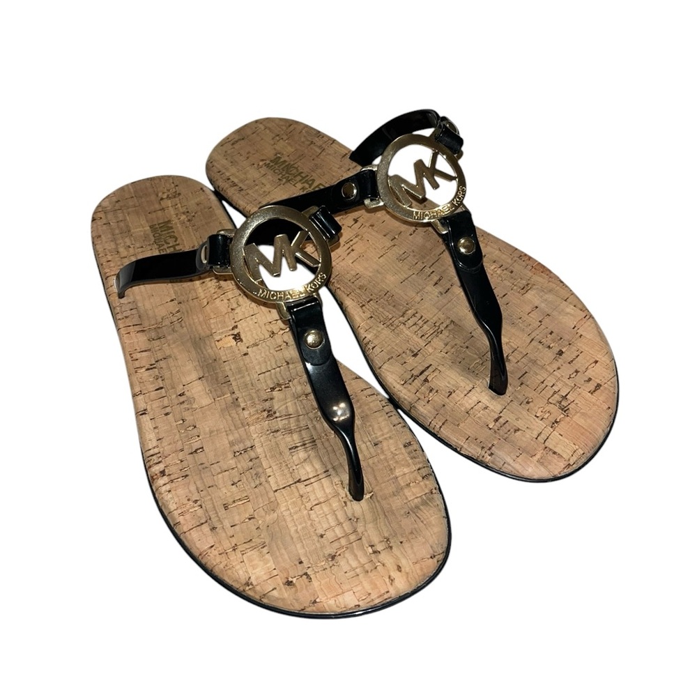 Michael Kors Black Jelly and Cork MK Sandals - Picture 4 of 11